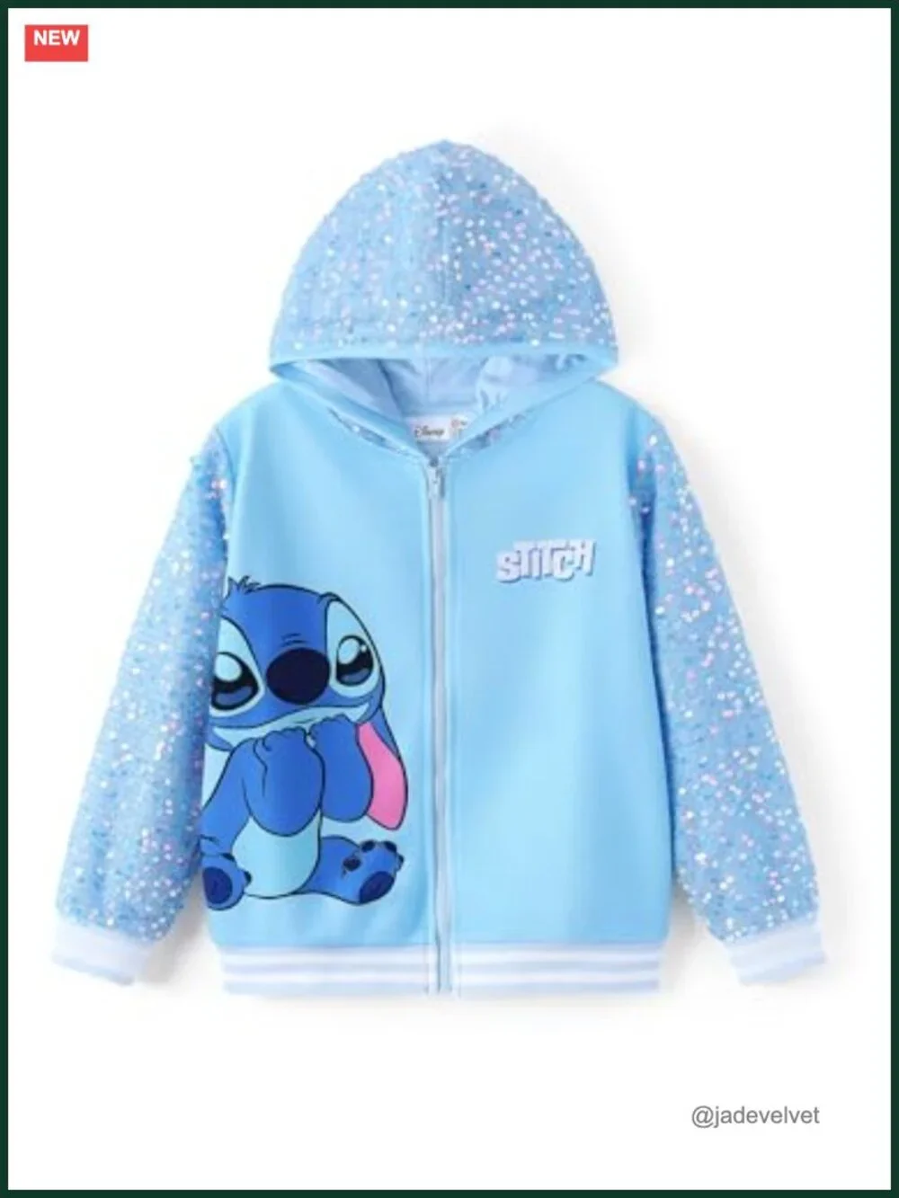 Girls Hooded Sweatshirt Jacket Sequin Stitch Full Zip